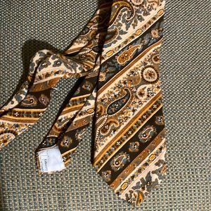 Vintage Liberty of London paisley tie in brown, tan, blue, orange wool & cotton